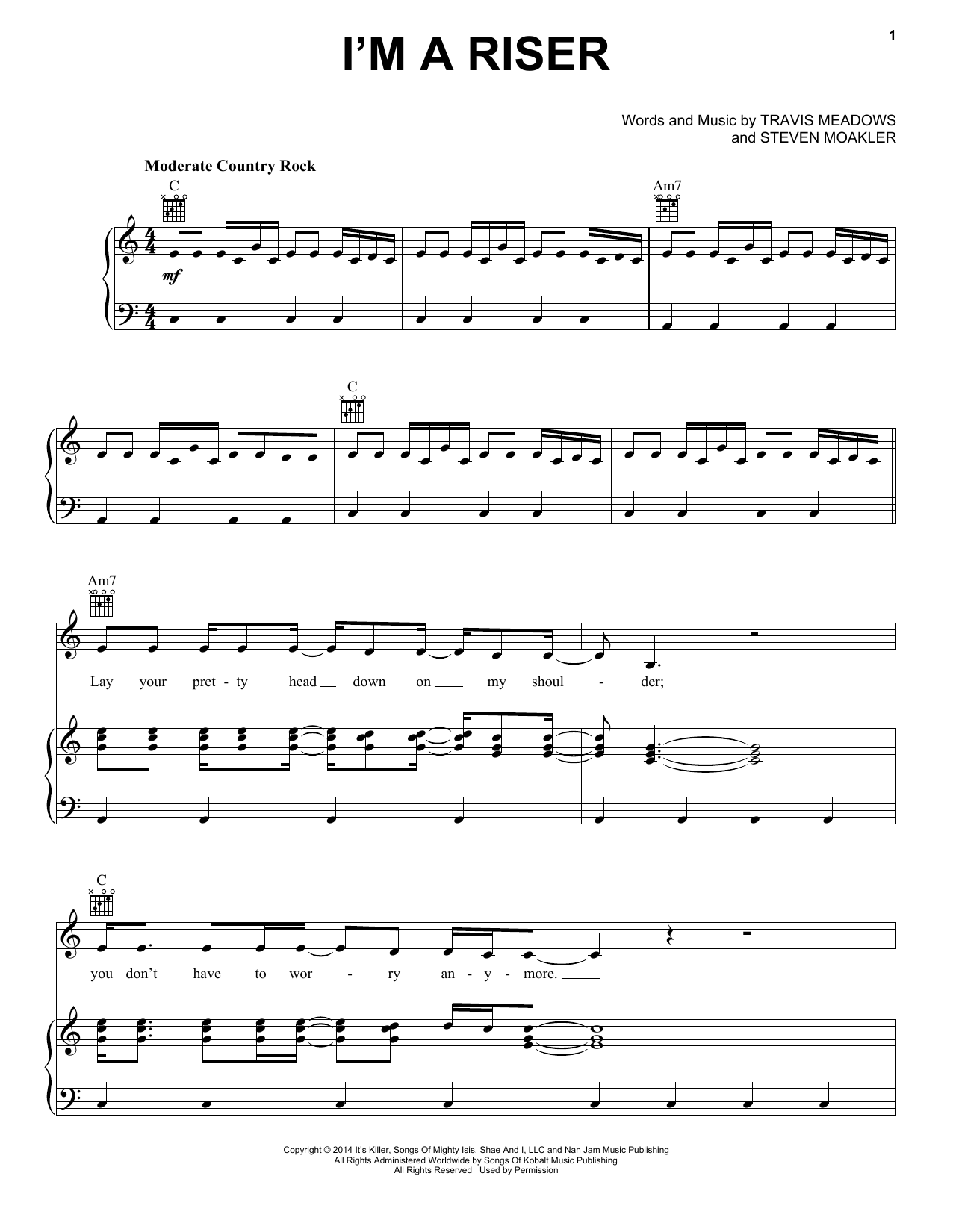 Dierks Bentley I'm A Riser sheet music notes and chords arranged for Piano, Vocal & Guitar Chords (Right-Hand Melody)
