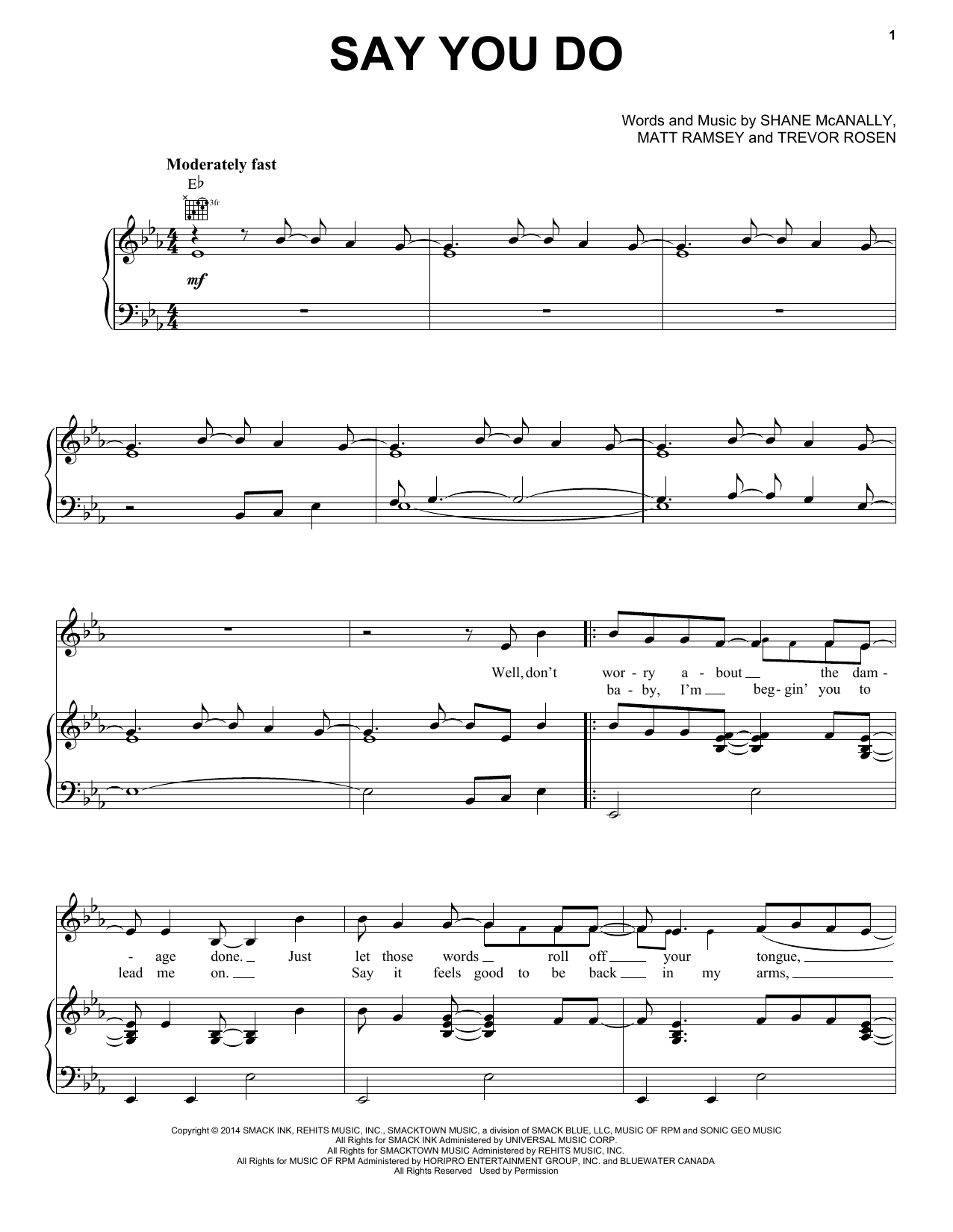 Dierks Bentley Say You Do sheet music notes and chords arranged for Piano, Vocal & Guitar Chords (Right-Hand Melody)