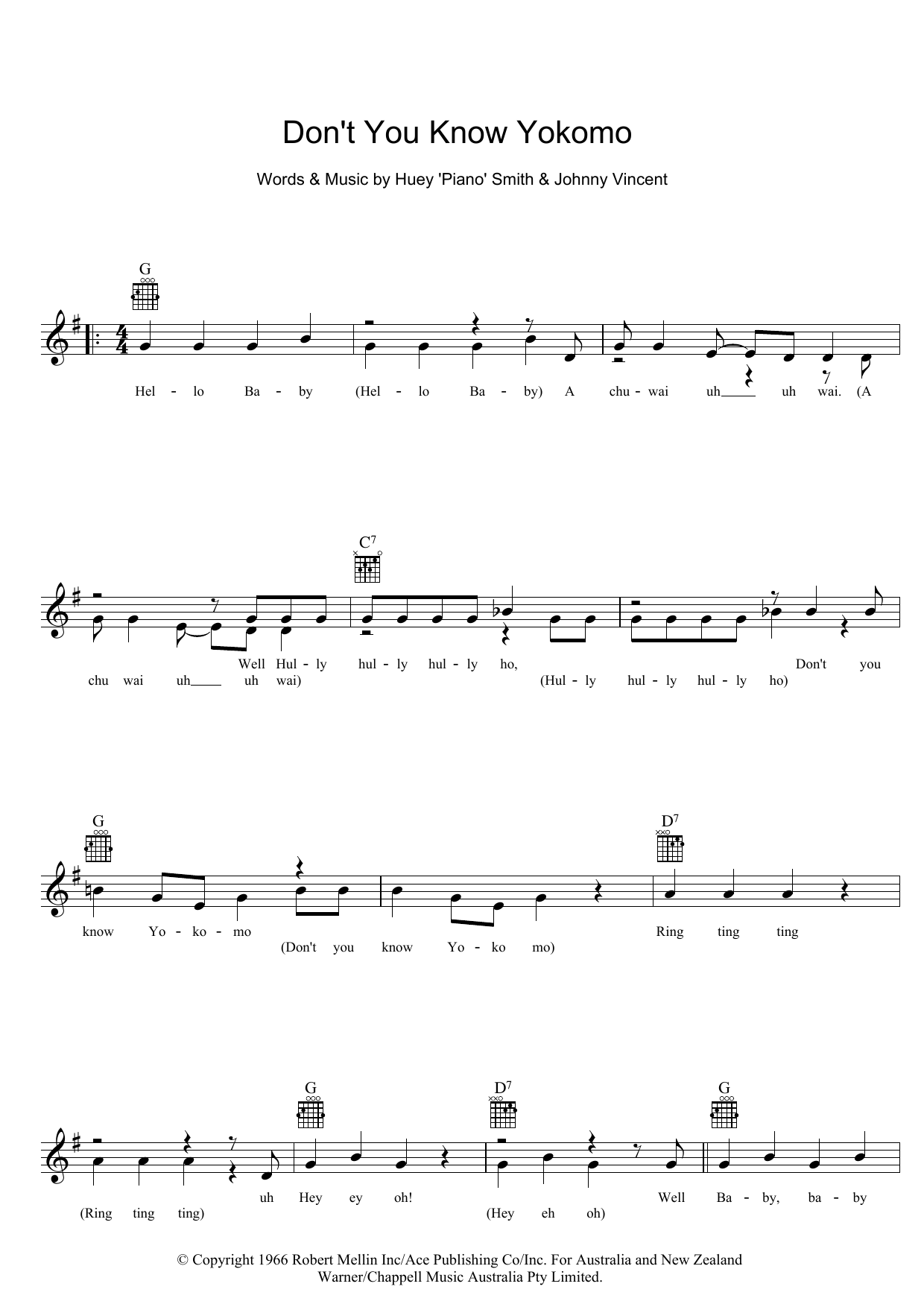 Dinah Lee Don't You Know Yokomo sheet music notes and chords arranged for Lead Sheet / Fake Book