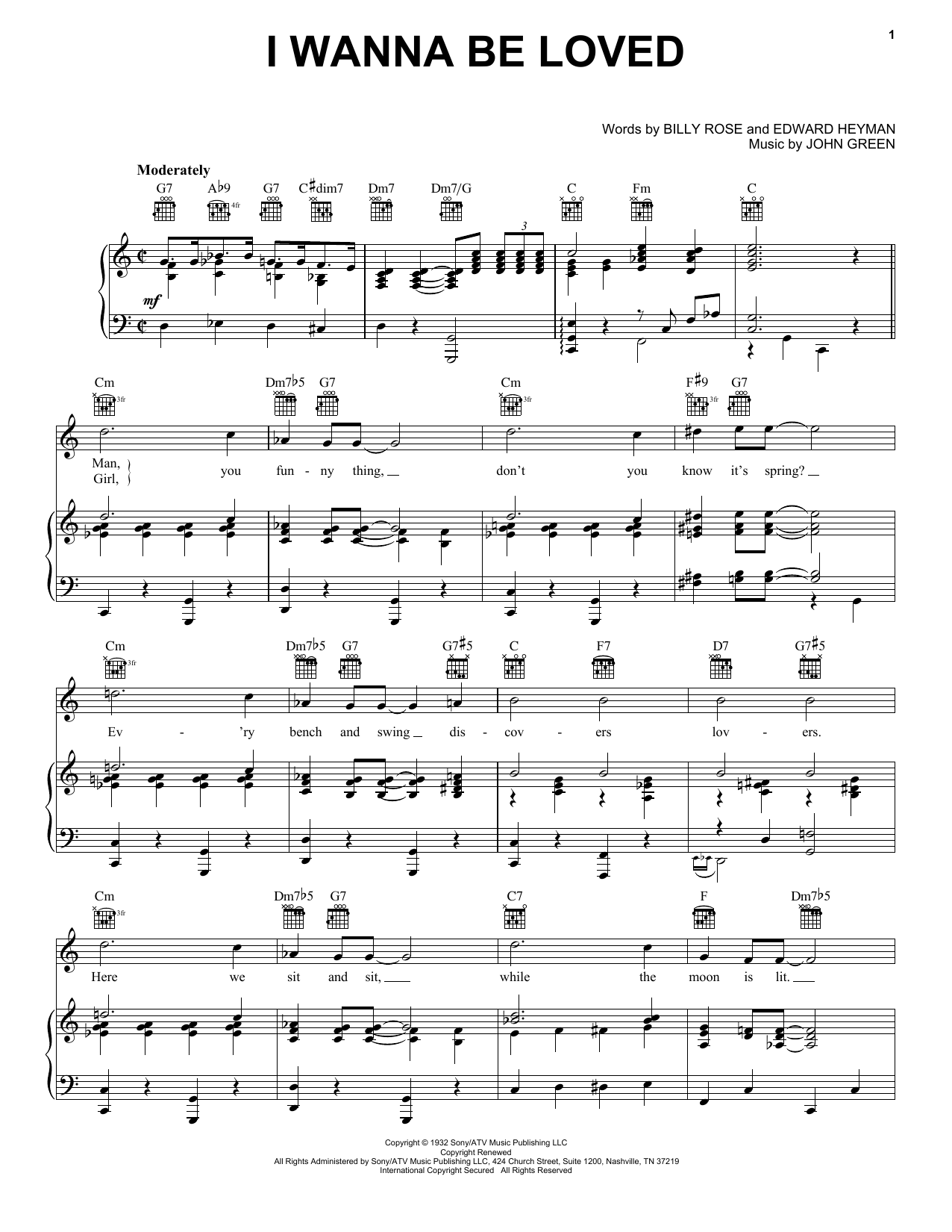 Dinah Washington I Wanna Be Loved sheet music notes and chords arranged for Piano, Vocal & Guitar Chords (Right-Hand Melody)
