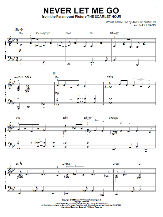 Dinah Washington Never Let Me Go [Jazz version] (arr. Brent Edstrom) sheet music notes and chords arranged for Piano Solo