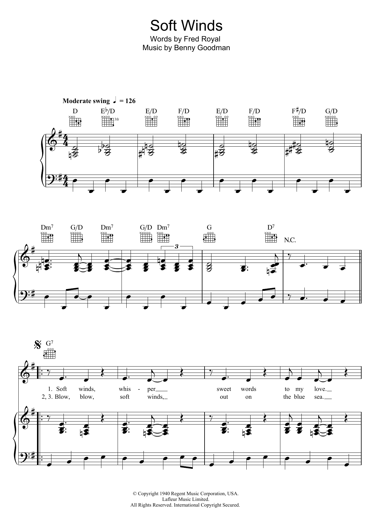Dinah Washington Soft Winds sheet music notes and chords arranged for Piano, Vocal & Guitar Chords