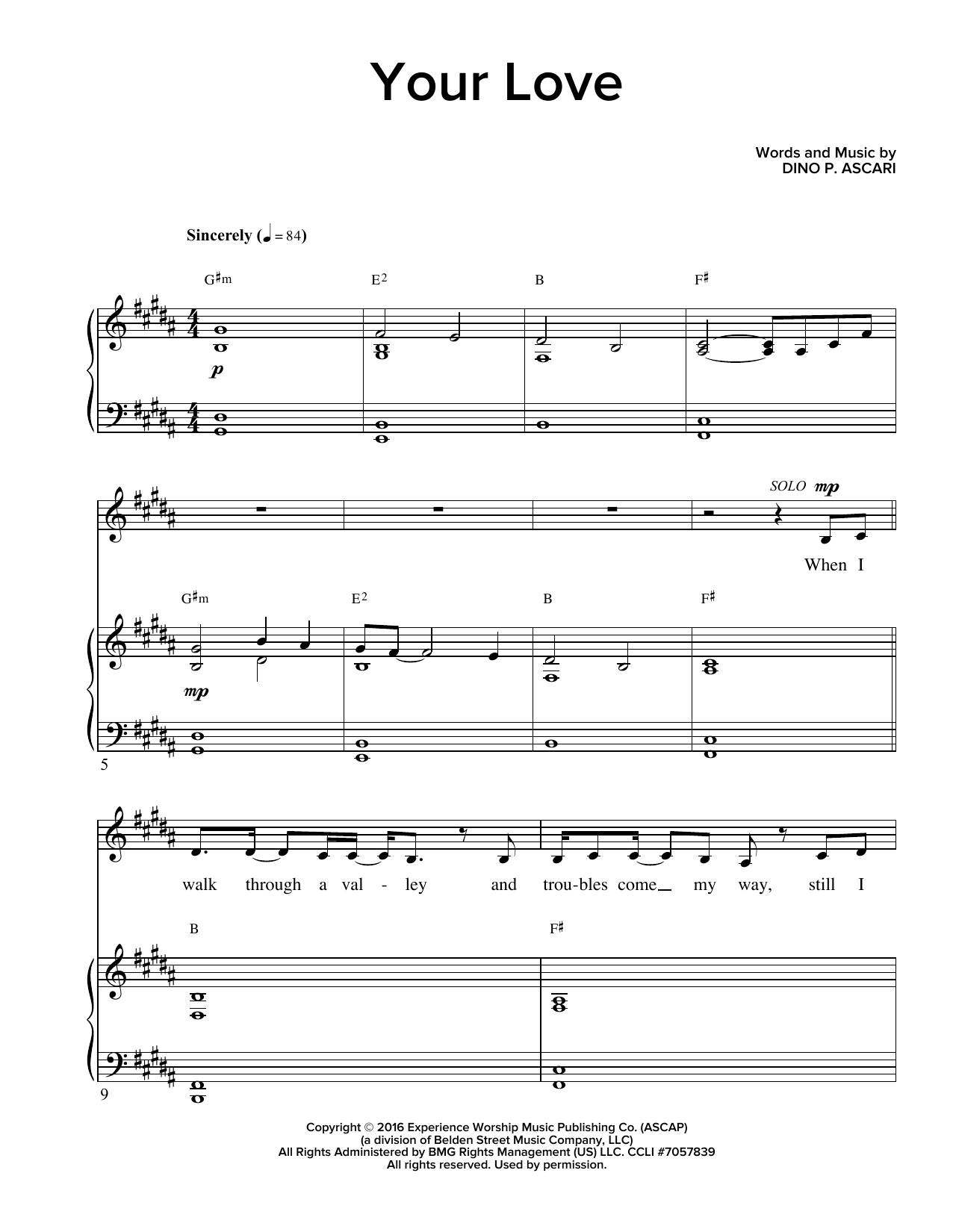 Dino P. Ascari Your Love sheet music notes and chords arranged for Guitar Chords/Lyrics
