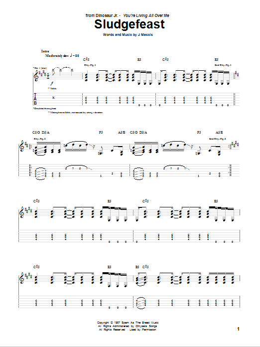 Dinosaur Jr. Sludgefeast sheet music notes and chords arranged for Guitar Tab