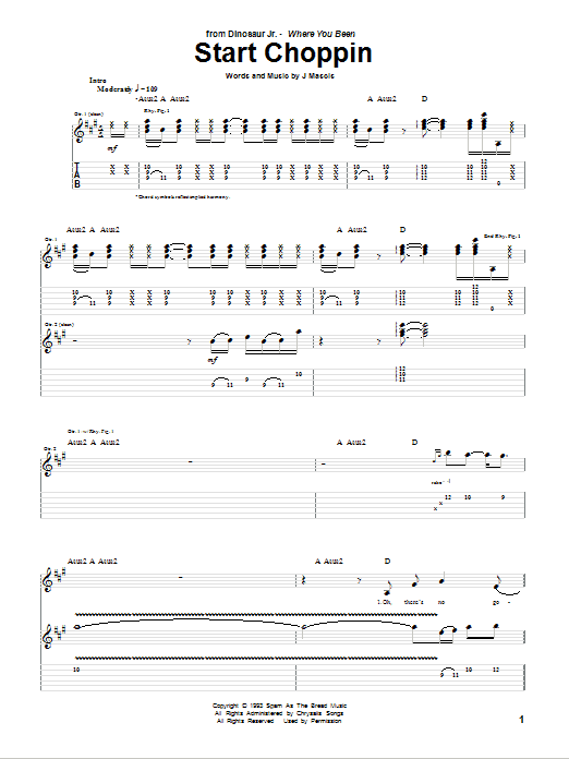 Dinosaur Jr. Start Choppin sheet music notes and chords arranged for Guitar Tab