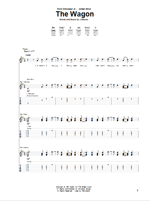 Dinosaur Jr. The Wagon sheet music notes and chords arranged for Guitar Tab