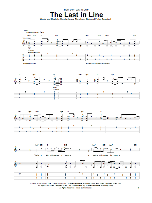 Dio The Last In Line sheet music notes and chords arranged for Guitar Tab