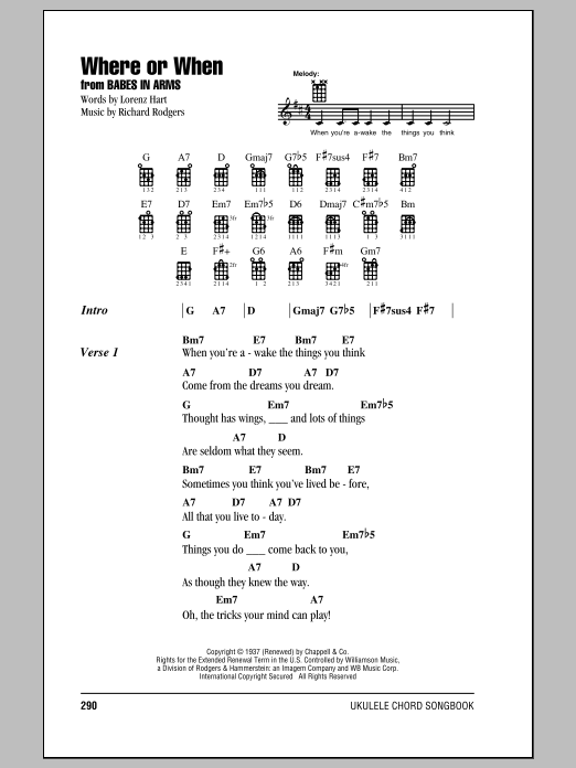 Dion & The Belmonts Where Or When sheet music notes and chords arranged for Solo Guitar