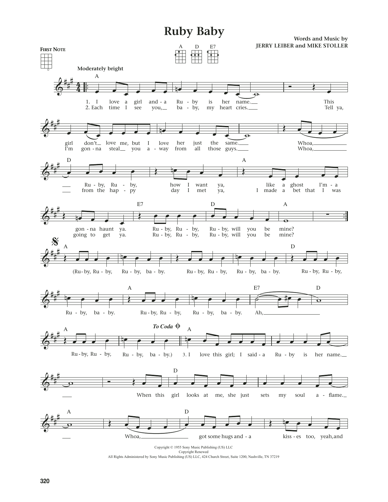 Dion Ruby Baby (from The Daily Ukulele) (arr. Jim Beloff) sheet music notes and chords arranged for Ukulele