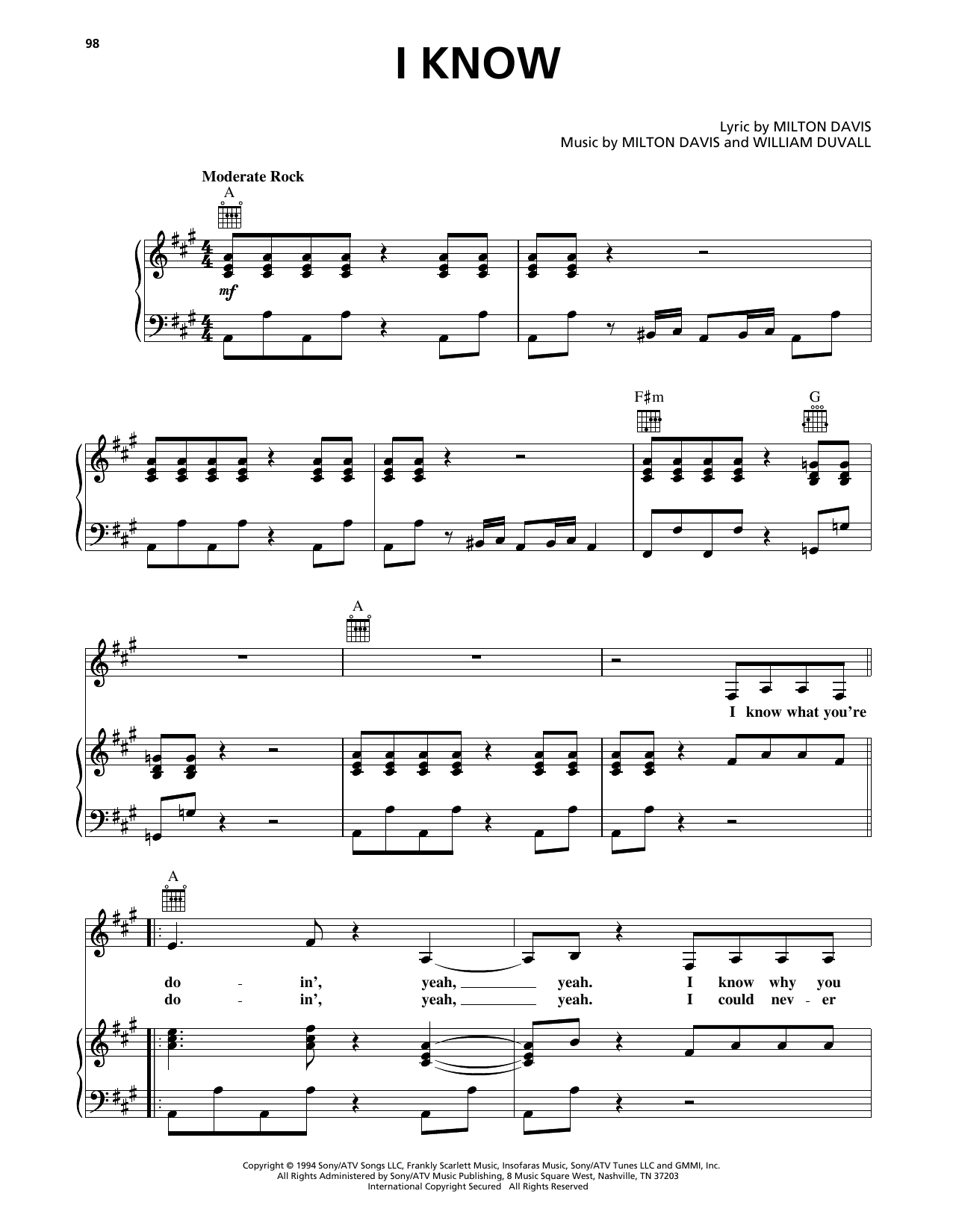 Dionne Farris I Know sheet music notes and chords arranged for Piano, Vocal & Guitar Chords (Right-Hand Melody)