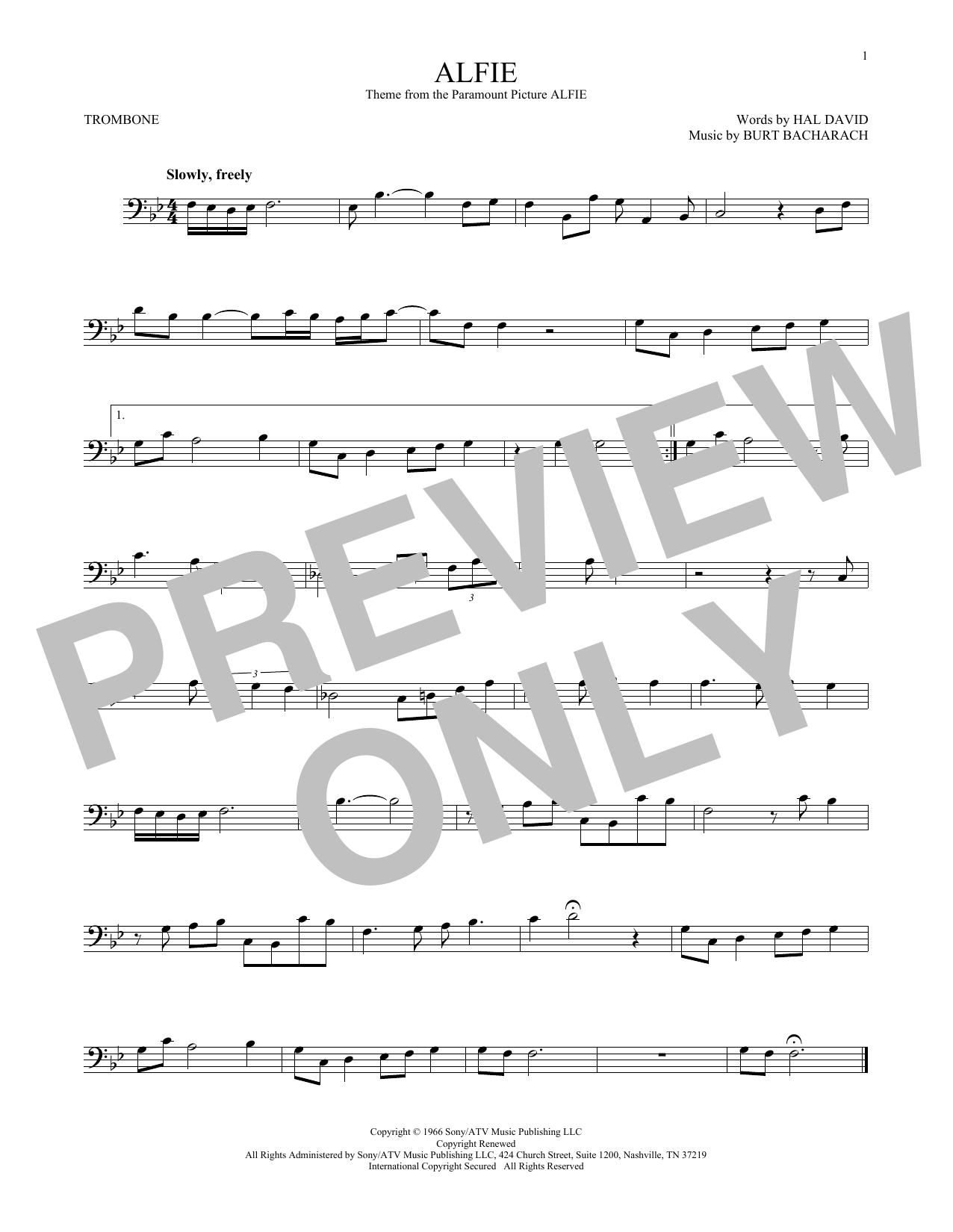 Dionne Warwick Alfie sheet music notes and chords arranged for Viola Solo
