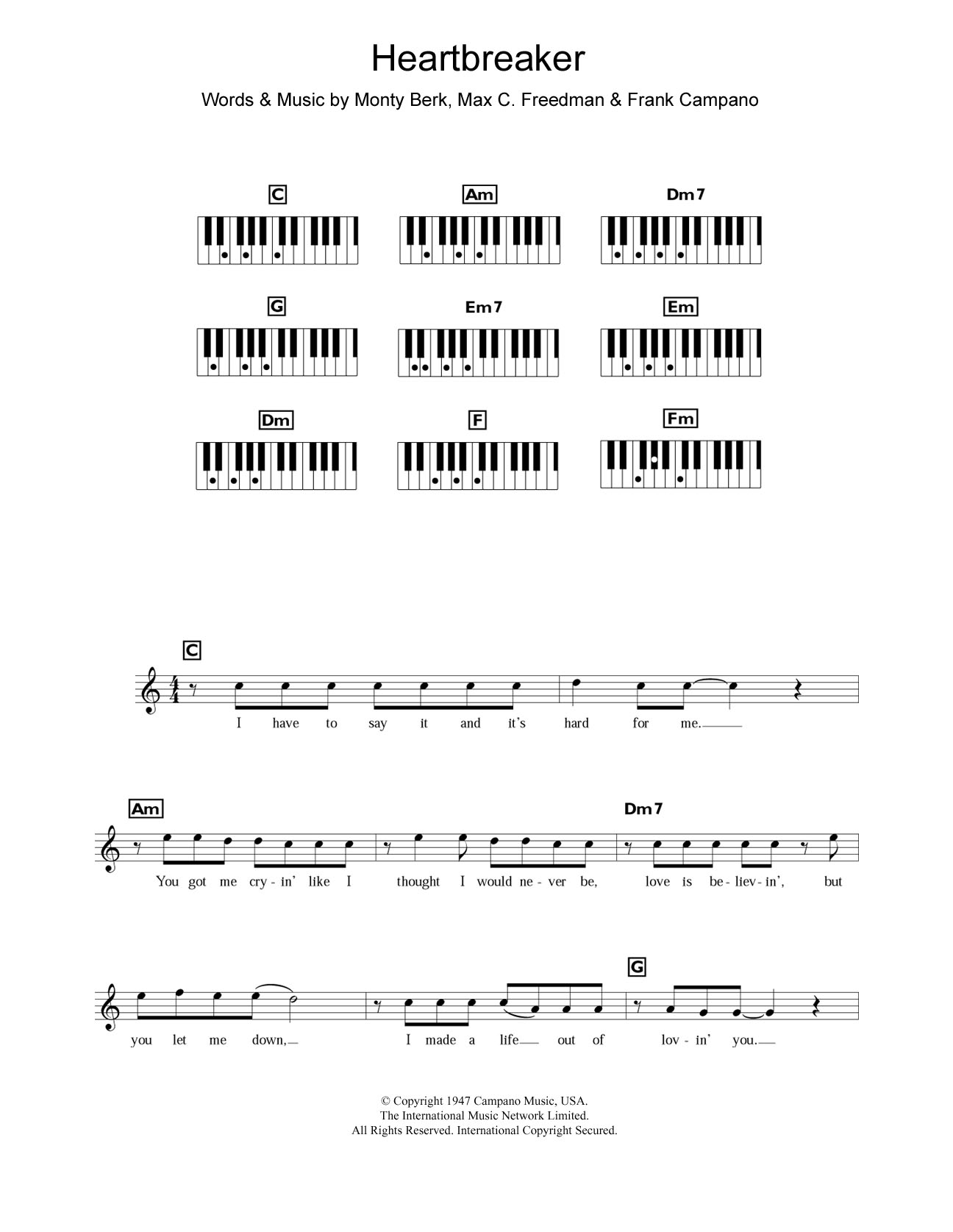 Dionne Warwick Heartbreaker sheet music notes and chords arranged for Piano Chords/Lyrics