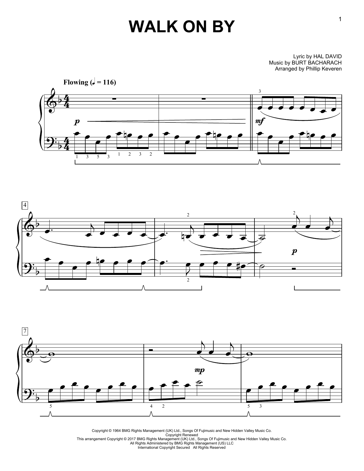 Dionne Warwick Walk On By [Classical version] (arr. Phillip Keveren) sheet music notes and chords arranged for Easy Piano