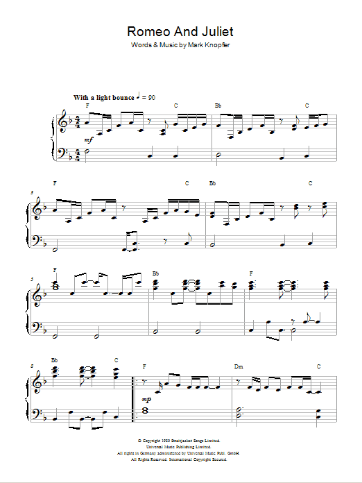 Dire Straits Romeo And Juliet sheet music notes and chords arranged for Lead Sheet / Fake Book