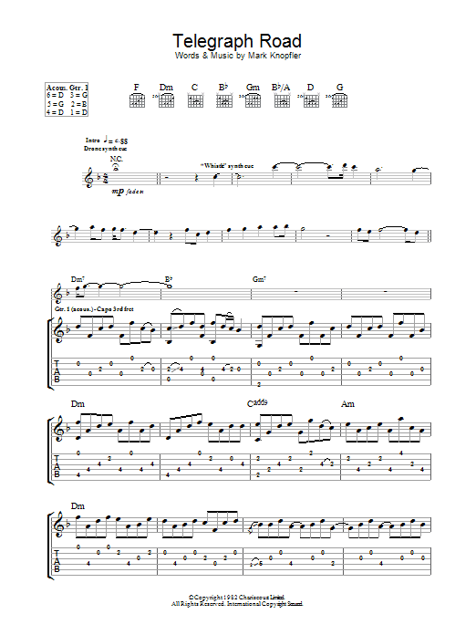 Dire Straits Telegraph Road sheet music notes and chords. Download Printable PDF.