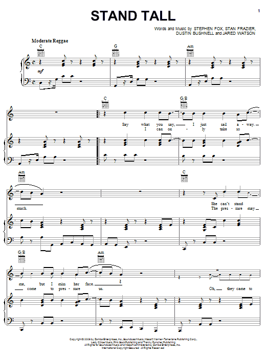 Dirty Heads Stand Tall sheet music notes and chords arranged for Piano, Vocal & Guitar Chords (Right-Hand Melody)