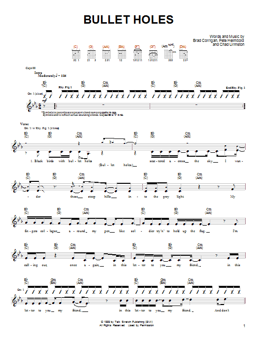 Dispatch Bullet Holes sheet music notes and chords arranged for Guitar Tab