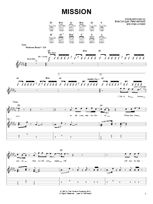 Dispatch Mission sheet music notes and chords arranged for Guitar Tab