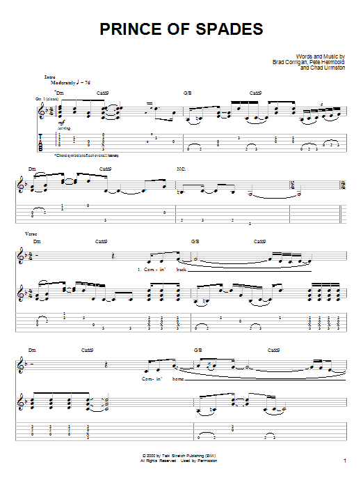 Dispatch Prince Of Spades sheet music notes and chords arranged for Guitar Tab