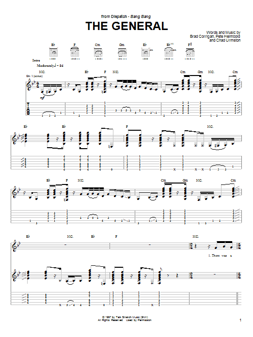 Dispatch The General sheet music notes and chords arranged for Guitar Tab
