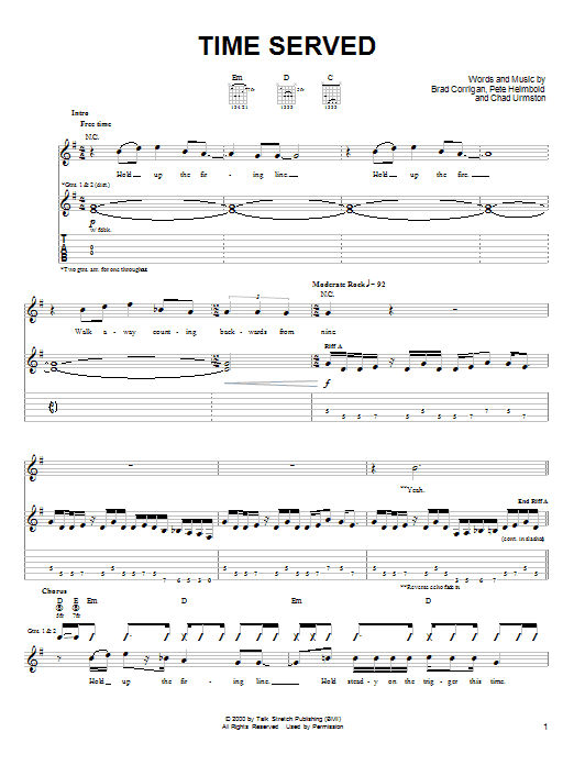 Dispatch Time Served sheet music notes and chords arranged for Guitar Tab