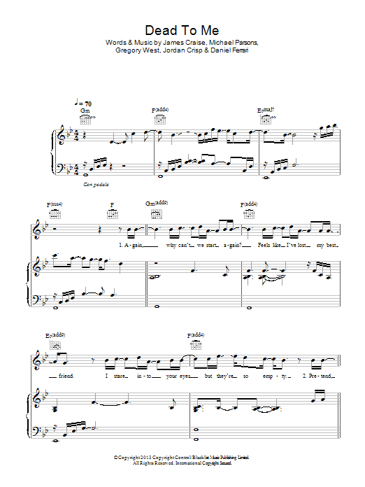 District 3 Dead To Me sheet music notes and chords arranged for Piano, Vocal & Guitar Chords
