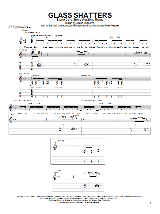 Disturbed Glass Shatters sheet music notes and chords arranged for Guitar Tab