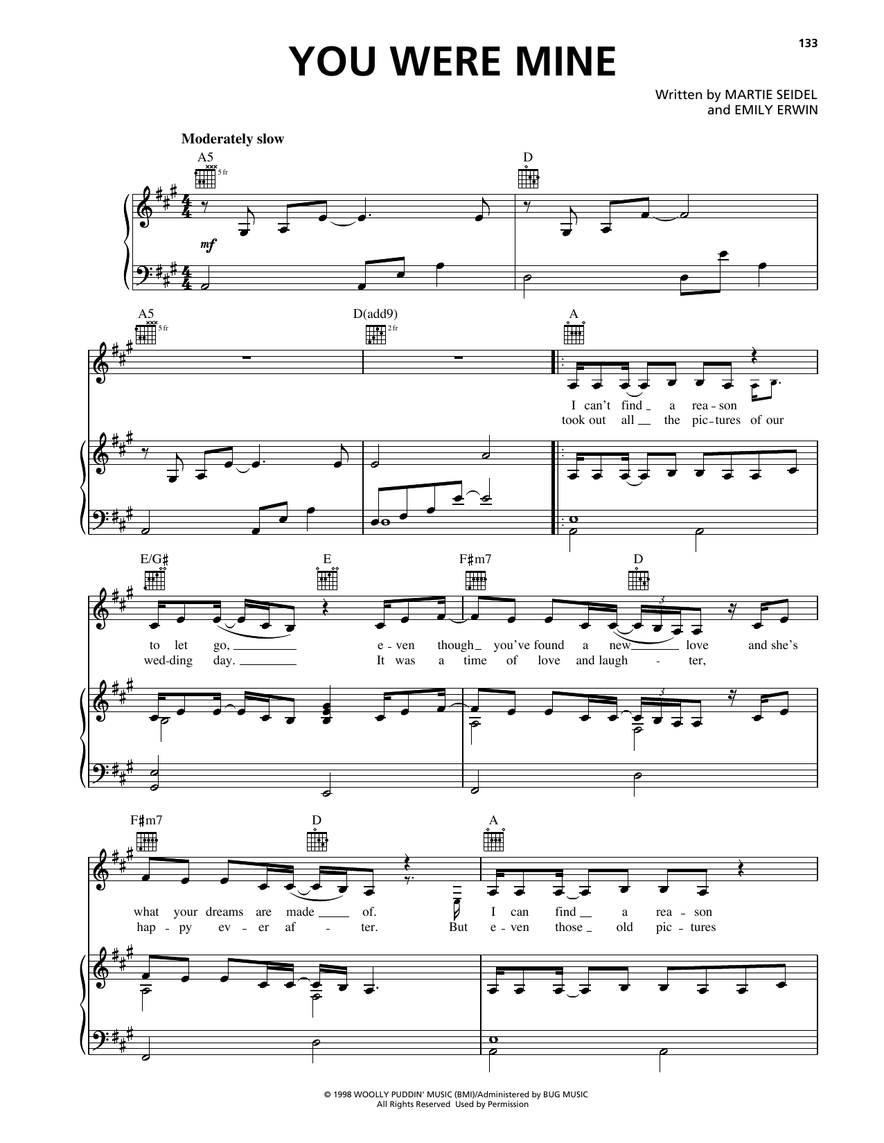 Dixie Chicks You Were Mine sheet music notes and chords arranged for Piano, Vocal & Guitar Chords (Right-Hand Melody)