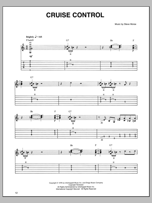 Dixie Dregs Cruise Control sheet music notes and chords arranged for Guitar Tab