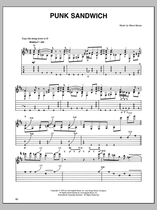 Dixie Dregs Punk Sandwich sheet music notes and chords arranged for Guitar Tab