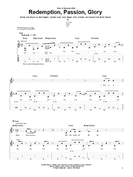 Dizmas Redemption, Passion, Glory sheet music notes and chords arranged for Guitar Tab
