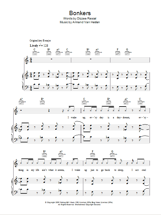 Dizzee Rascal featuring Calvin Harris & Chrome Bonkers sheet music notes and chords arranged for Piano, Vocal & Guitar Chords