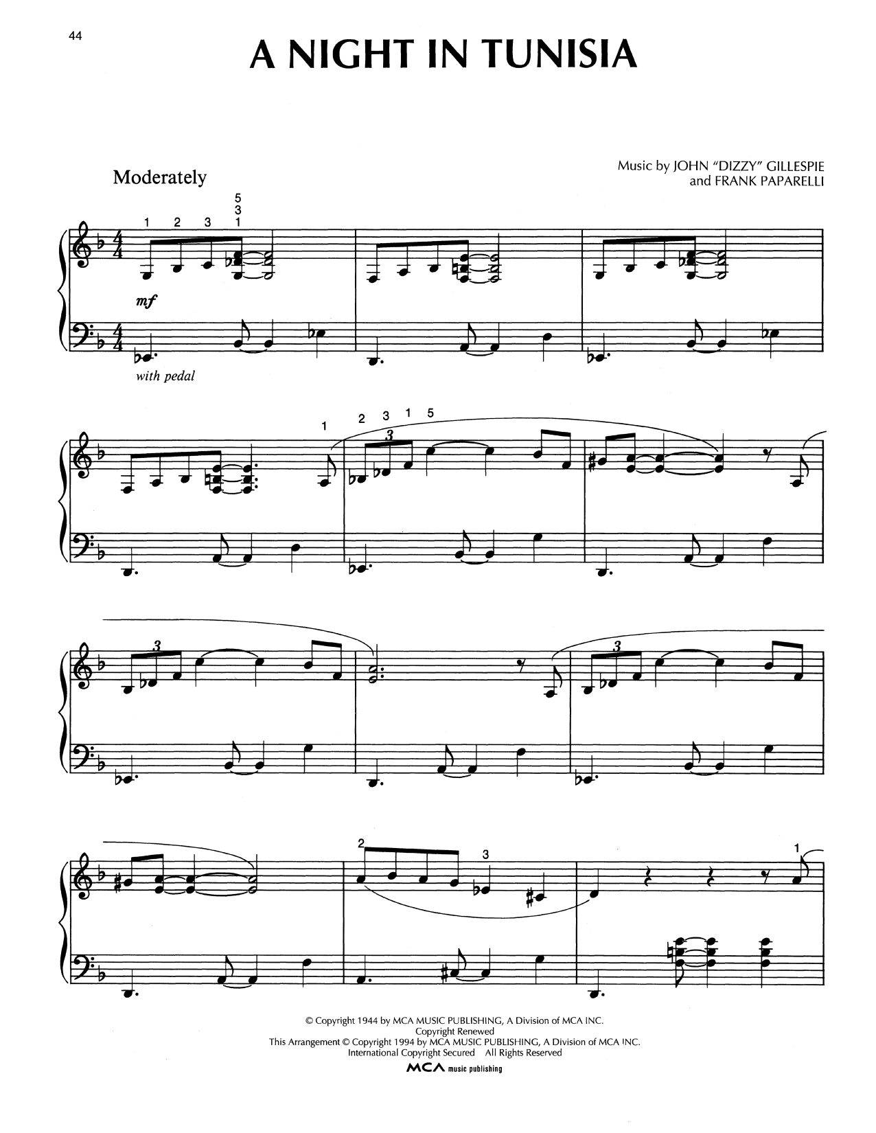 Dizzy Gillespie A Night In Tunisia (arr. Bill Boyd) sheet music notes and chords arranged for Piano Solo