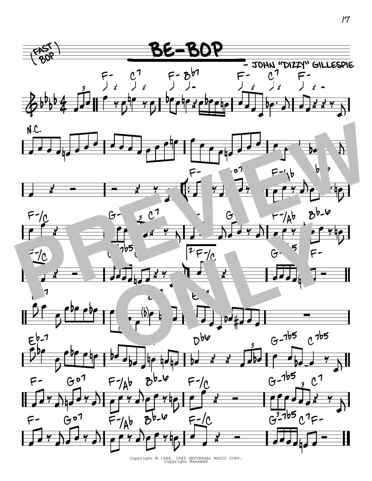 Dizzy Gillespie Be-Bop sheet music notes and chords arranged for Piano Solo