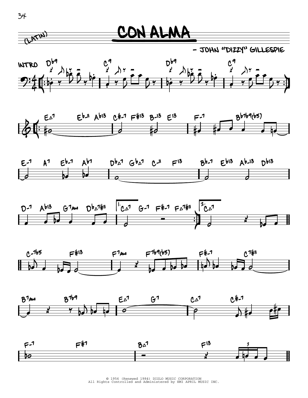 Dizzy Gillespie Con Alma (arr. David Hazeltine) sheet music notes and chords arranged for Real Book – Enhanced Chords