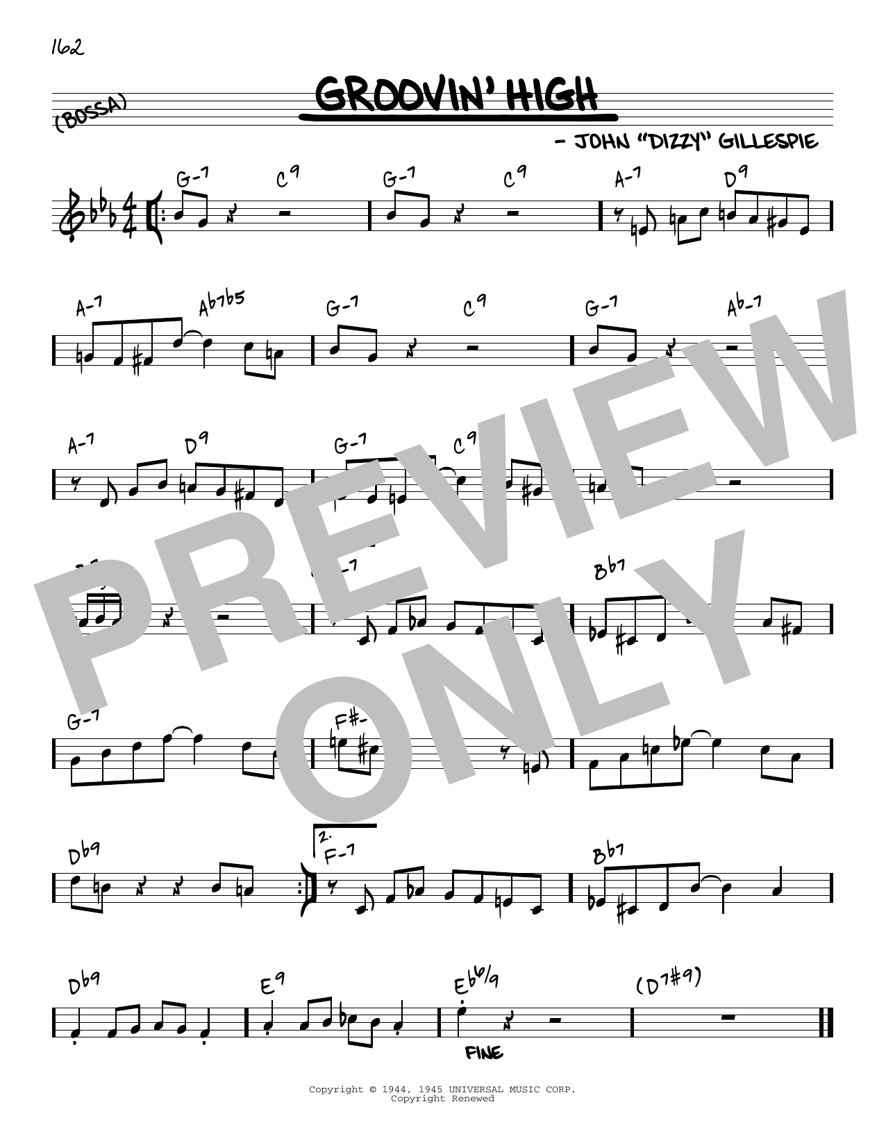 Dizzy Gillespie Groovin' High [Reharmonized version] (arr. Jack Grassel) sheet music notes and chords arranged for Real Book – Melody & Chords