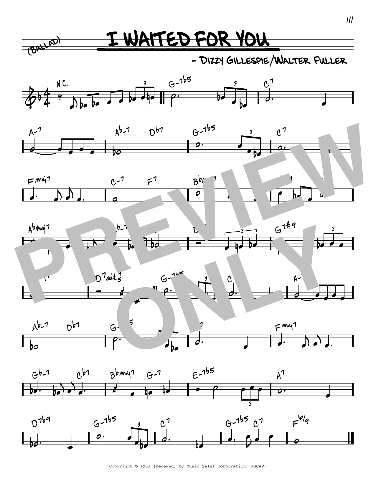 Dizzy Gillespie I Waited For You sheet music notes and chords arranged for Real Book – Melody & Chords
