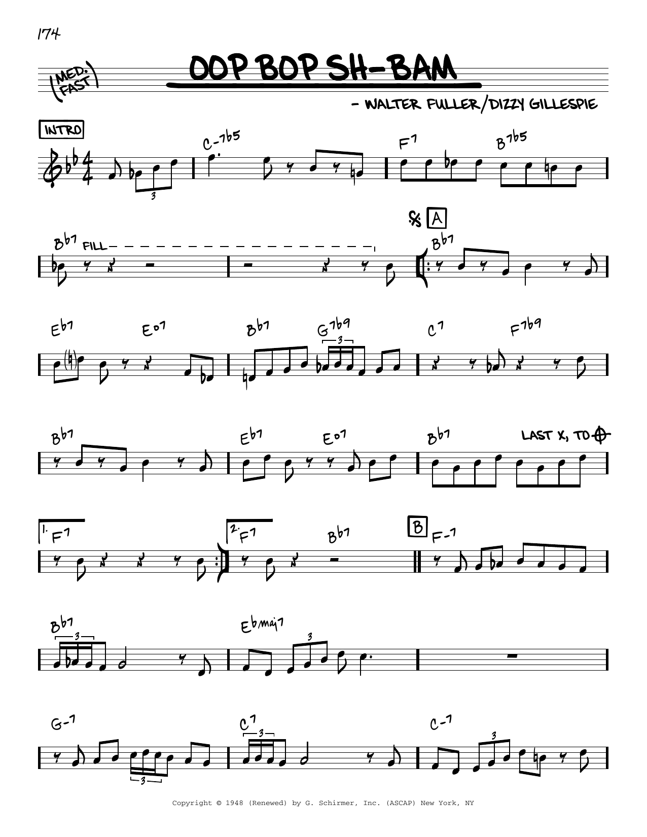 Dizzy Gillespie Oop Bop Sh-Bam sheet music notes and chords arranged for Real Book – Melody & Chords