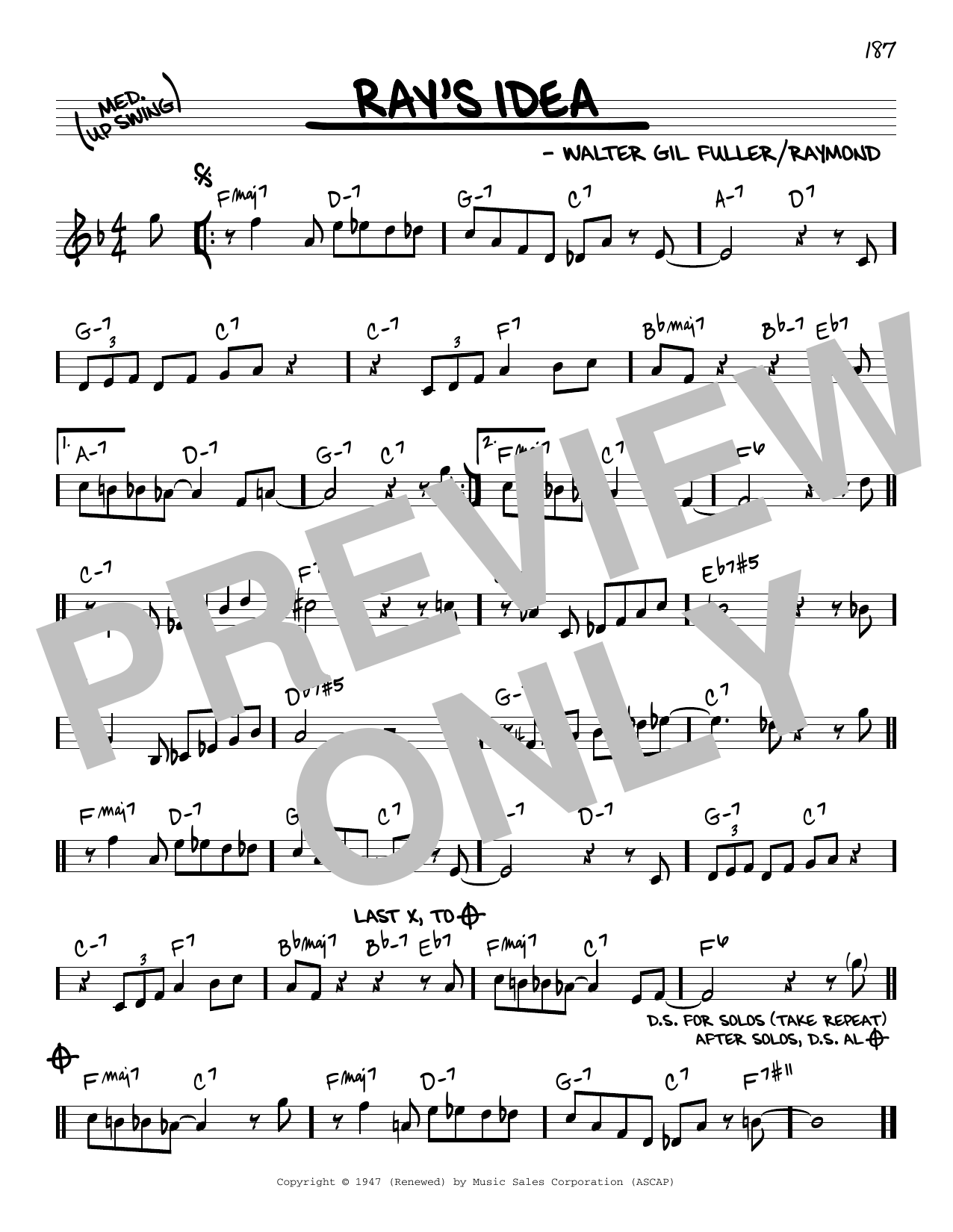 Dizzy Gillespie Ray's Idea sheet music notes and chords arranged for Real Book – Melody & Chords