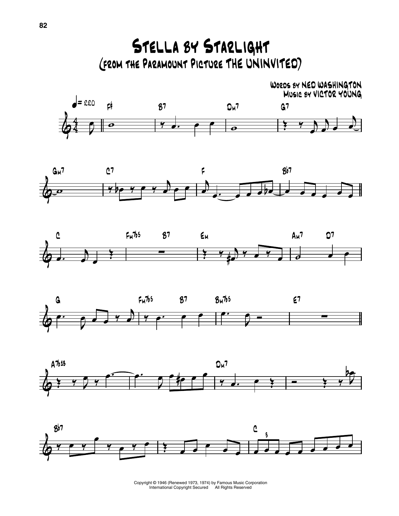 Dizzy Gillespie Stella By Starlight sheet music notes and chords arranged for Trumpet Transcription