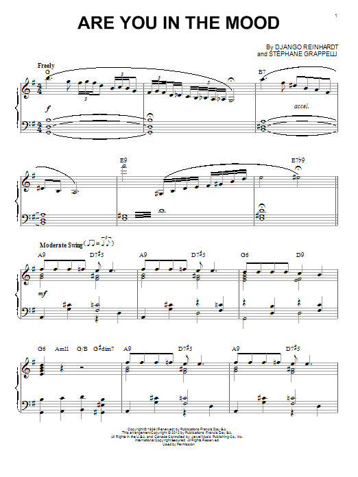 Django Reinhardt Are You In The Mood (arr. Brent Edstrom) sheet music notes and chords arranged for Piano Solo