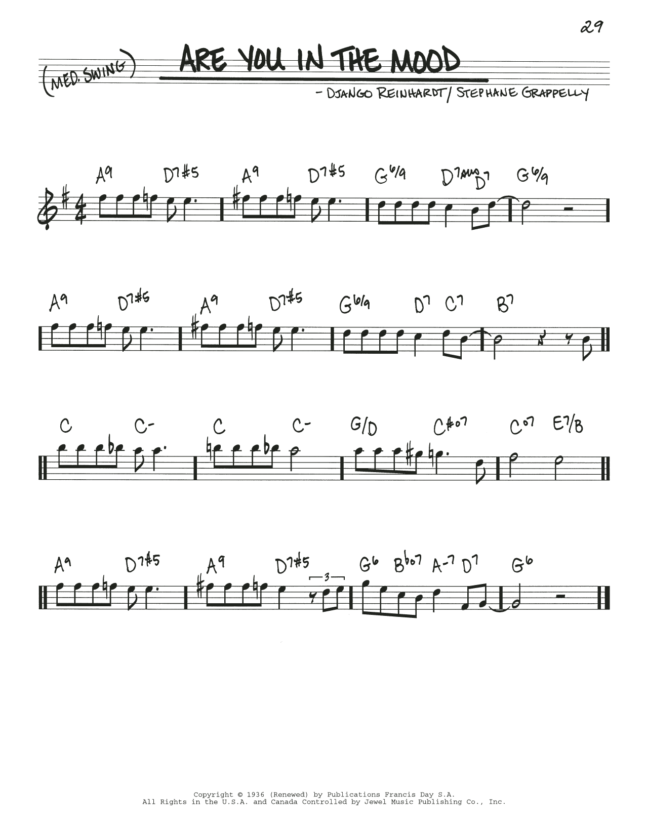 Django Reinhardt Are You In The Mood sheet music notes and chords arranged for Real Book – Melody & Chords