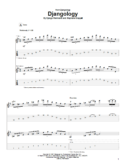 Django Reinhardt Djangology sheet music notes and chords arranged for Guitar Tab (Single Guitar)