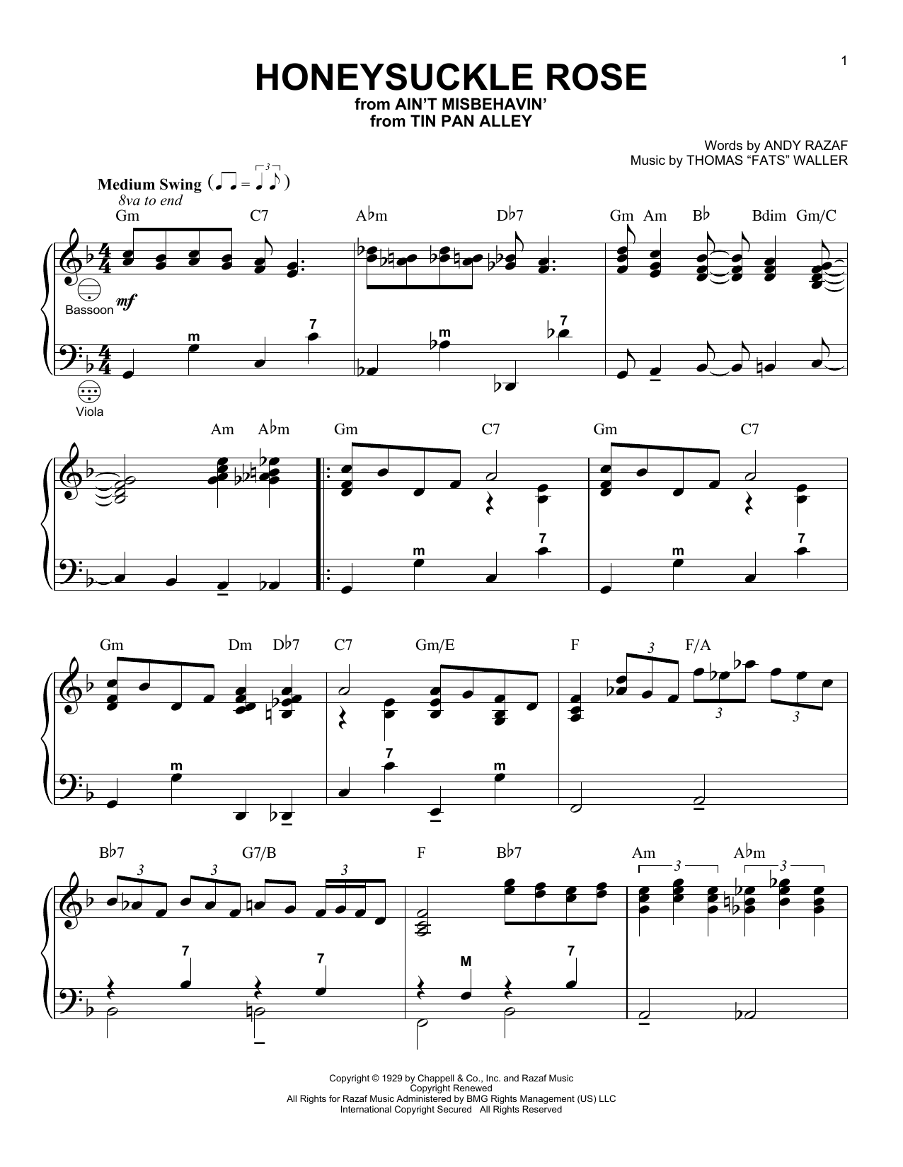Django Reinhardt Honeysuckle Rose (arr. Gary Meisner) sheet music notes and chords arranged for Accordion