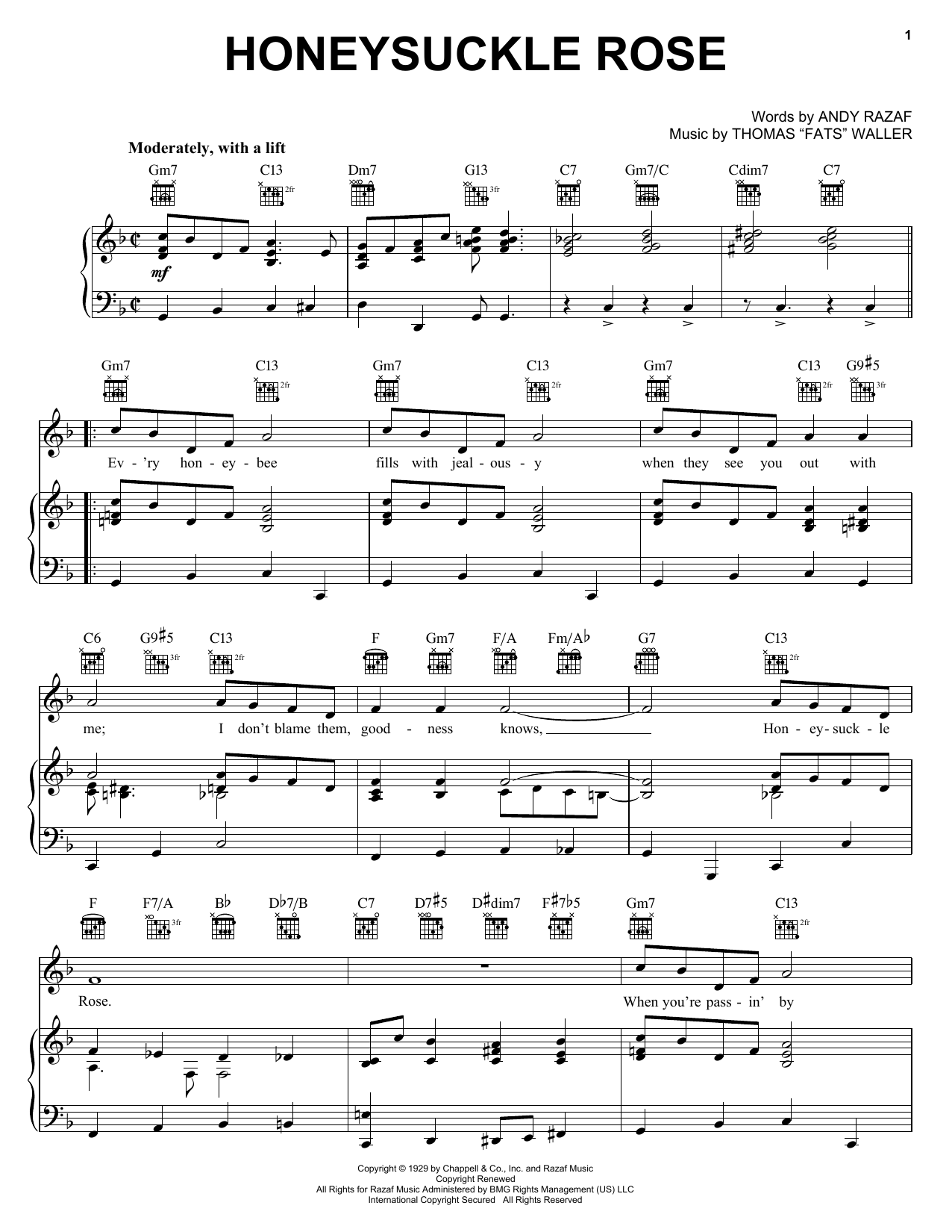 Django Reinhardt Honeysuckle Rose sheet music notes and chords arranged for Real Book – Melody, Lyrics & Chords