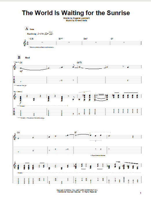 Django Reinhardt The World Is Waiting For The Sunrise sheet music notes and chords arranged for Guitar Tab