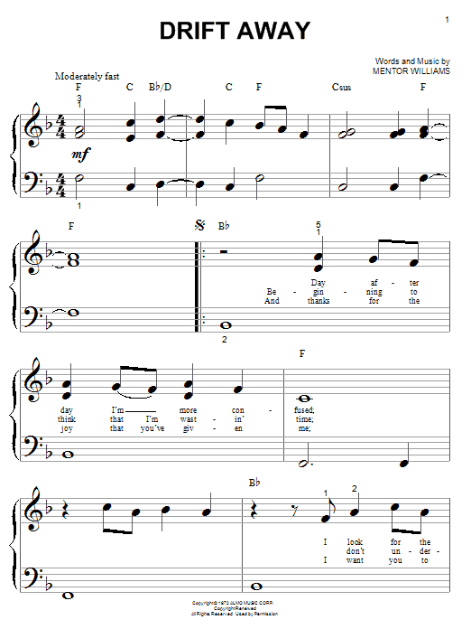 Dobie Gray Drift Away sheet music notes and chords arranged for French Horn Solo