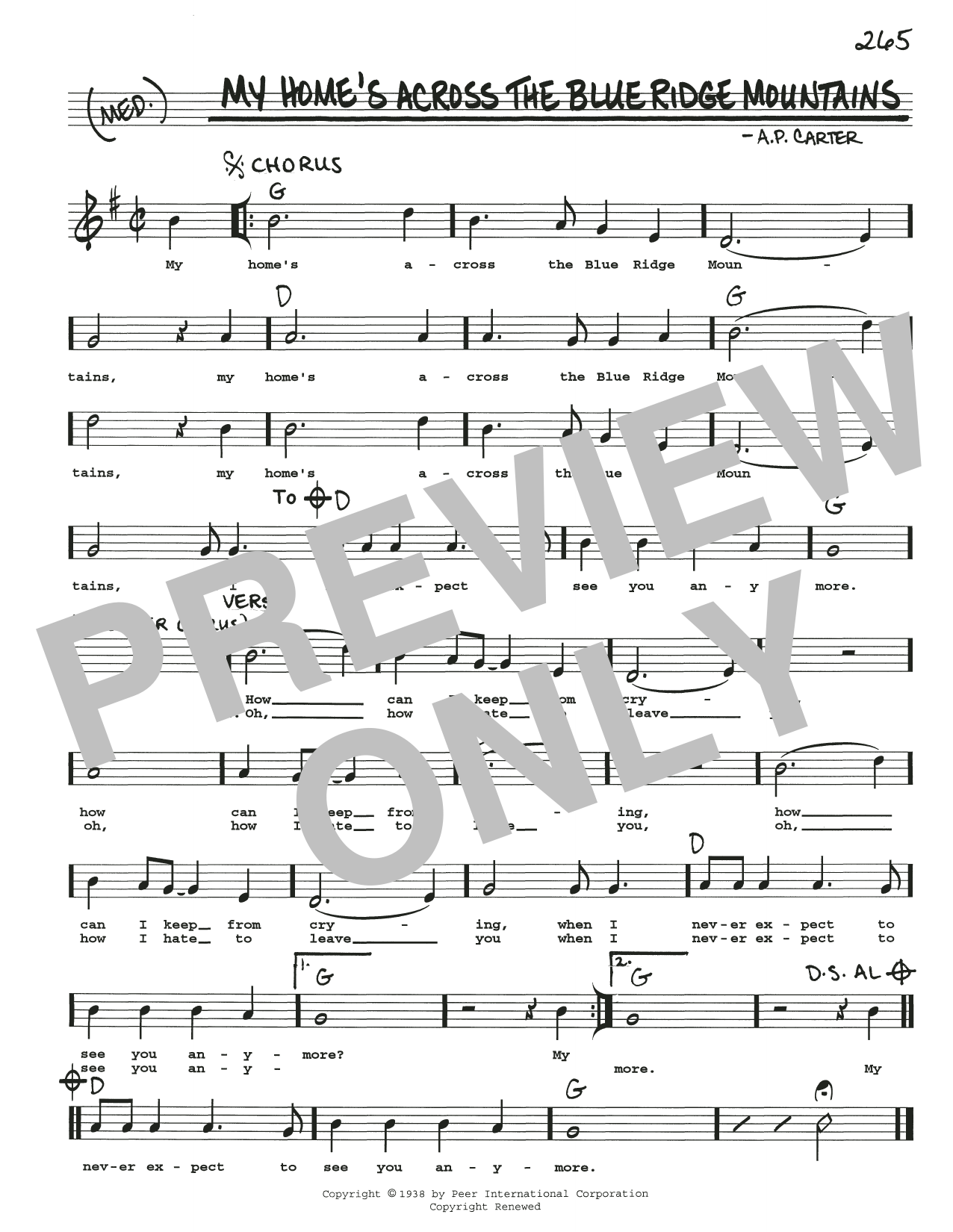 Doc Watson My Home's Across The Blue Ridge Mountains sheet music notes and chords arranged for Real Book – Melody, Lyrics & Chords