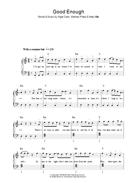 Dodgy Good Enough sheet music notes and chords arranged for Guitar Chords/Lyrics