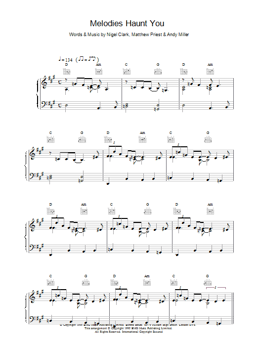 Dodgy Melodies Haunt You sheet music notes and chords arranged for Piano, Vocal & Guitar Chords